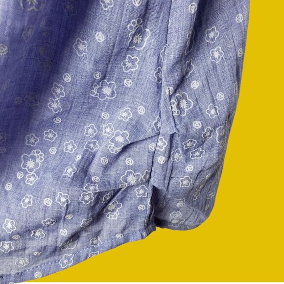 Man Jung Womens Floral Print Pleated 3/4 Sleeve Tunic Shirt Light Purple 44 - Picture 7 of 13